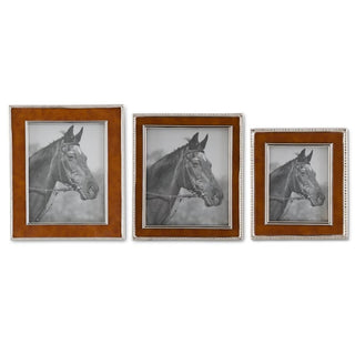 Brown Leather Frame with Silver Trim Assorted