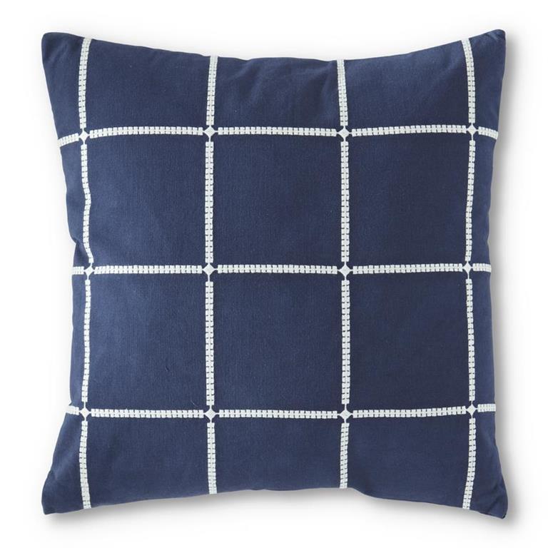 Blue & White Grid Pillow