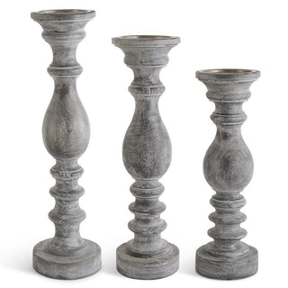 Gray Ribbed Candle Holders