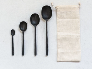 Set of 4 Black Spoons