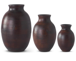 Dark Mango Wood Pot Bellied Vases Assorted