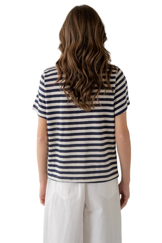 Classic Bold Stripe Crew Tee in Navy