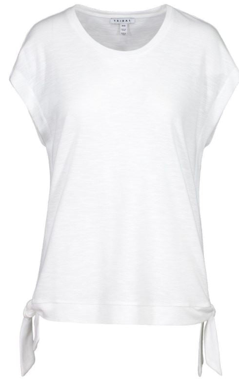 Tribal White Tee with Side Ties