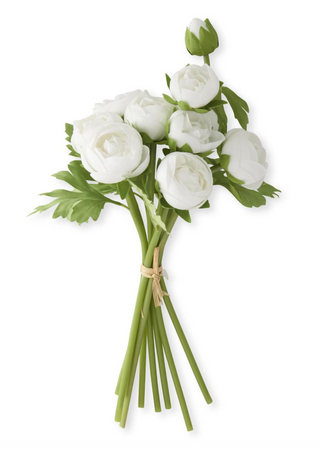 White Real Touch Ranunculus Bundle (10 stems) 15"