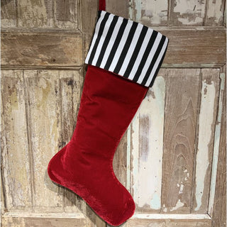Red Velvet Stocking with Black & White Top