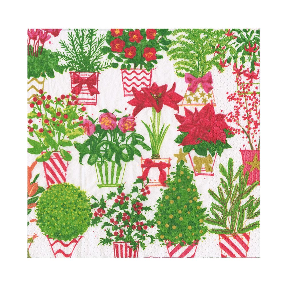 Caspari Christmas Flower Market Lunch Napkins