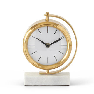 Gold Table Clock on White Marble Base