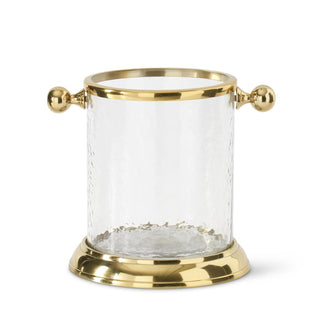 Wavy Glass and Gold Metal Ice Bucket