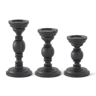 Black Mango Turned Wood Candleholder Assorted
