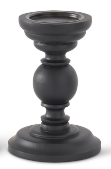 Black Mango Turned Wood Candleholder Assorted