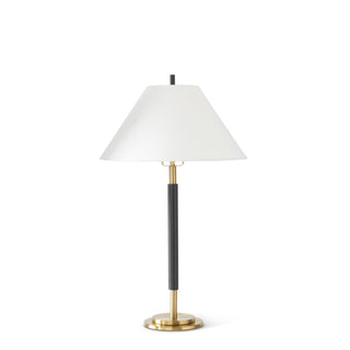 Black & Antique Brass Metal Lamp with White Shade