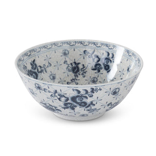 White & Blue Floral Ceramic Bowl