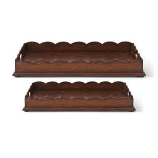 Scalloped Edge Acacia Wood Trays Assorted