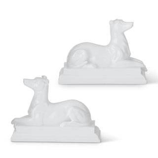 Glossy White Enameled Resin Dog Statues, 2 Styles