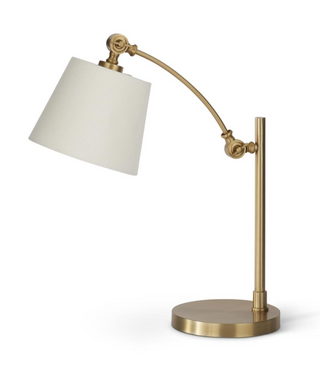 Adjustable Gold Metal Desk Lamp w/Cream Shade 20.25"