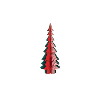 18"H Handmade Recycled Paper Folding Honeycomb Tree gold glitter edge red green pink