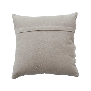 18" Square Cotton Slub Pillow with Tufted Flowers daisy decorative