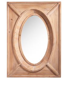 Oval Mirror in Rectangule Wood Frame