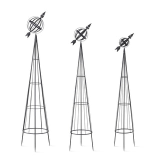 Black Metal Armillary Sphere Garden Trellises, 3 Sizes