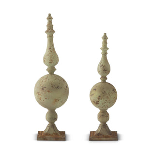 Weathered Green Metal Finial Assorted