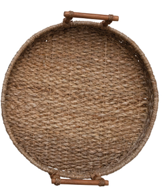 Large Rattan Tray with Handle