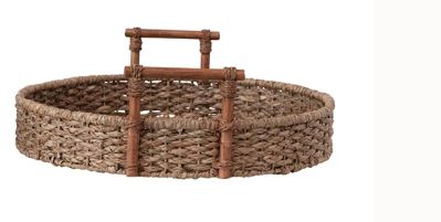 Large Rattan Tray with Handle