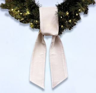 Winter White Velvet Wreath Sash with Metallic Gold Back 56"
