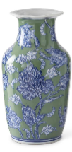 Blue, Green & White Floral Ceramic Vase, 3 Sizes, Sold Individually