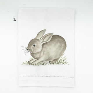 Bunny Hand-Painted Cotton Guest Towels Assorted