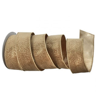 2.5" Camel Foil Print Velvet Ribbon - Sold by the Foot