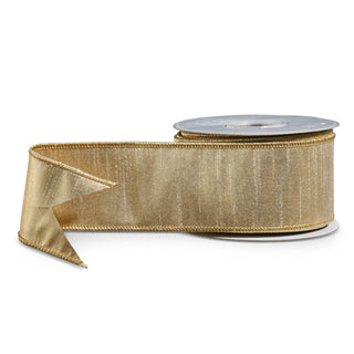 2.5" Gold Metallic Wired Ribbon - SOLD BY THE FOOT festive Christmas gift wrap