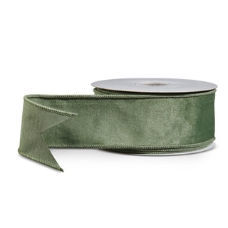 2.5" Green Velvet Wired Ribbon - SOLD BY THE FOOT Christmas wrapping