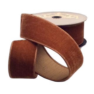 2.5" Just Brown Velvet Dupion Back Ribbon - Sold by the Foot