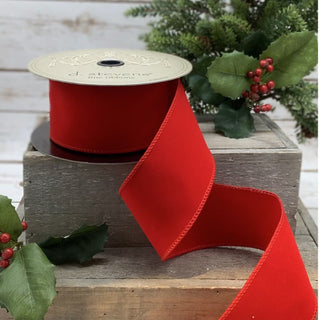 2.5" Red Velvet Double Sided Weather Resistant Ribbon - Sold by the Foot
