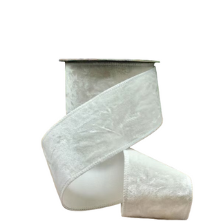 2.5" White Crushed Velvet Ribbon - SOLD BY THE FOOT