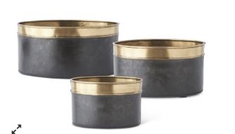 Large Black & Gold Oval Planter