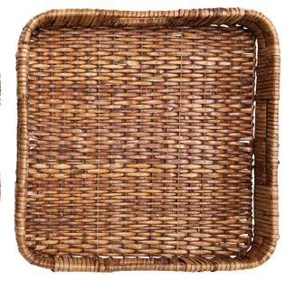 Large Square Rattan Tray with Handle