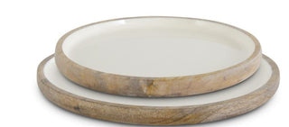 Round Enameled Wood Tray