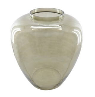 20" Statement Vase with Wide Rim Glass in Green