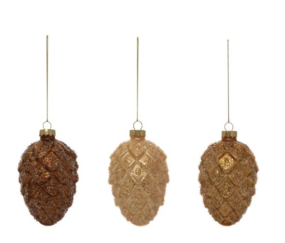 Pinecone Ornament w/Snow & Glitter 3.5