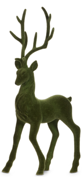 21" Green Flocked Deer Assorted