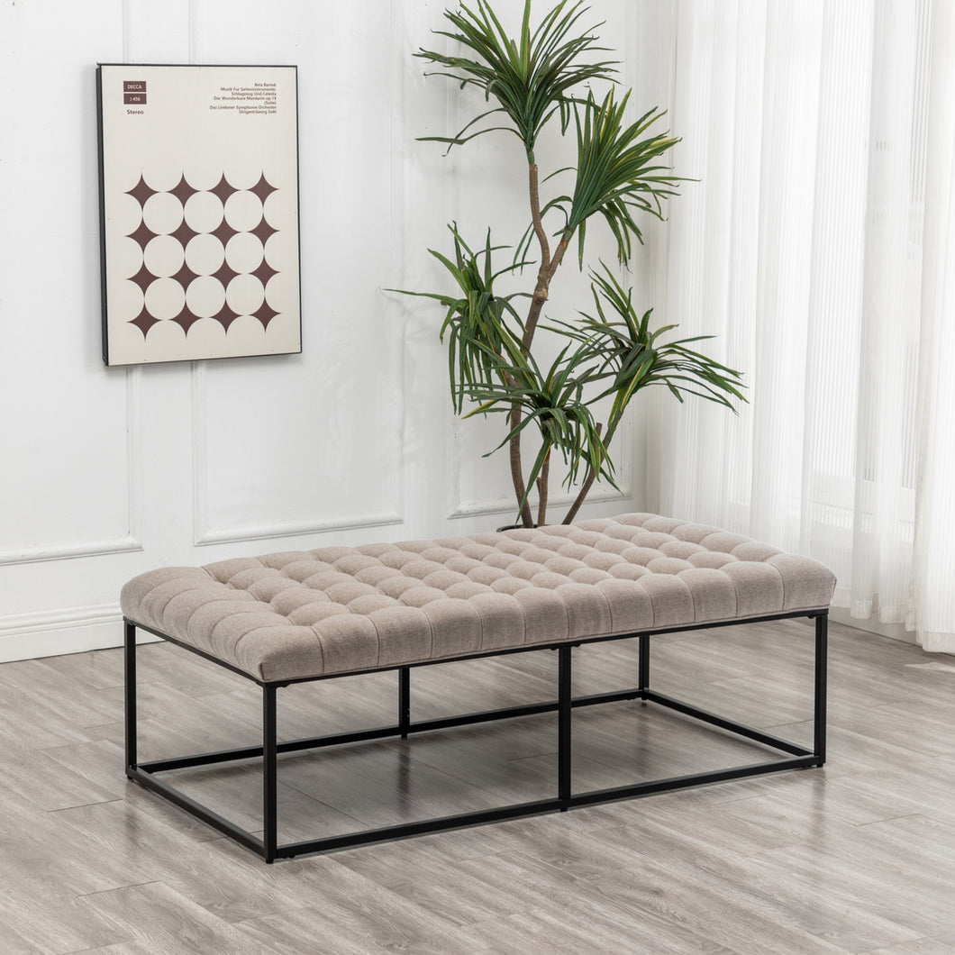 Gray Tufted Ottoman
