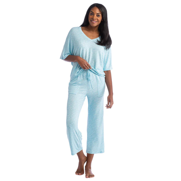 Softies Heather Glacier Dream V-Neck Capri Set