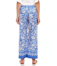 Load image into Gallery viewer, Karen Kane Drawstring Pants, Blue Floral Paisley
