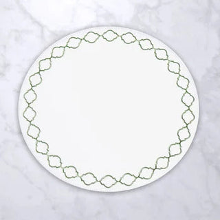 Beatriz Ball Vida Round Embroidered Quatrefoil Round Placemats, Green Set of 4