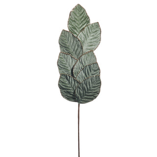 28" Green Velvet Leaf Spray gold glitter