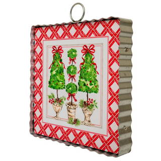 Traditional Cone & Topiary Trees Mini Metal Art