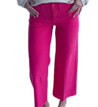 Liverpool Diva Pink Crop Wide Leg with Patch Pockets
