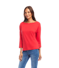 Load image into Gallery viewer, Karen Kane 3/4 Sleeve Boatneck Top, Cherry
