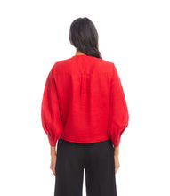 Load image into Gallery viewer, Karen Kane Blouson Sleeve Linen Tie-Front Top, Cherry
